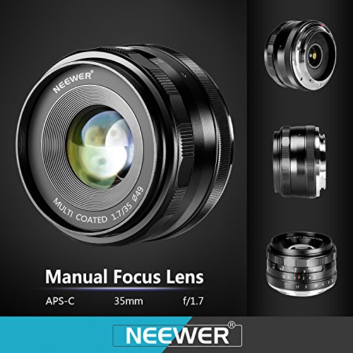 Neewer® 35mm f/1.7 Enfoque Manual Primer Lente Fija para OLYMPUS y PANASONIC APS-C Cámaras Digitales, Tal como OLYMPUS: E-M1/M5/M10, E-P5E-PL3/PL5/PL6/PL7, PANASONIC: GM1/2, GX1/2/7/8, GF5/6/7