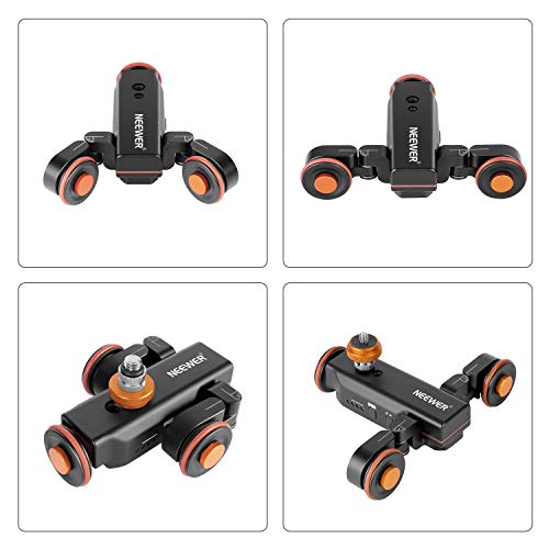 Neewer Cámara Inalámbrica Video Auto Dolly Carril Eléctrico Motorizado Rail Deslizante Dolly Coche con Control Remoto 3 Velocidades Ajustables para DSLR Cámara GoPro iPhone (Negro)