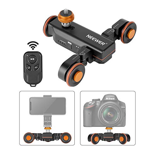 Neewer Cámara Inalámbrica Video Auto Dolly Carril Eléctrico Motorizado Rail Deslizante Dolly Coche con Control Remoto 3 Velocidades Ajustables para DSLR Cámara GoPro iPhone (Negro)