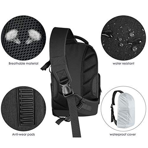 Neewer Honda Cámara Bolso - Estuche para Cámara Mochila con Divisores Acolchados para DSLR y Cámaras Sin Espejo (Nikon, Canon, Sony Pentax Olympus, etc.), Lentes, Trípodes(Negro)