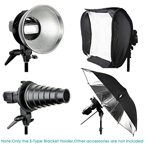 Neewer Profesional Universal E-Tipo y S-Tipo Soporte Titular con Bowens Montura para Speedlite Flash Snoot Softbox Plato de Belleza Reflector Paraguas Foto Estudio Accesorios