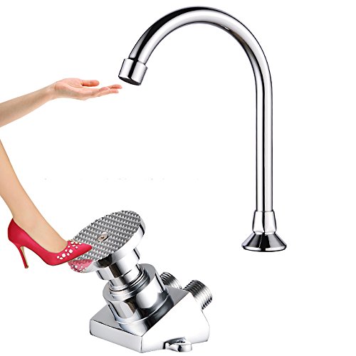 Neilyn Oblicuo Pedal del pie Faucet Laboratorio Lleno de Cobre Faucet Tap Switch Válvula Hospital de Alimentos de la fábrica Cirugía Wash The Mixer Taps (con Dos mangueras de 100 mm)