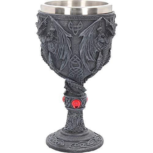 Nemesis Now Dragon's Blood Copa de 19 cm, resina con inserto de acero inoxidable, negro, talla única