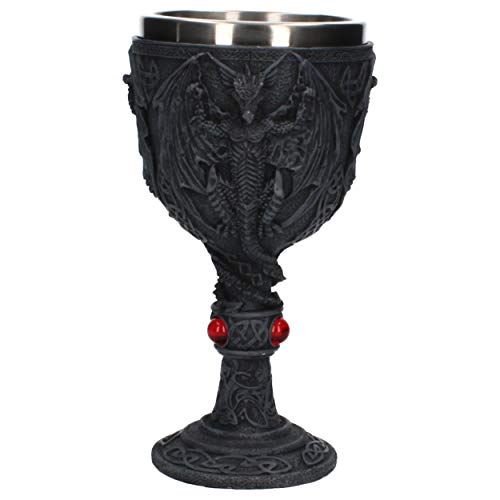 Nemesis Now Dragon's Blood Copa de 19 cm, resina con inserto de acero inoxidable, negro, talla única