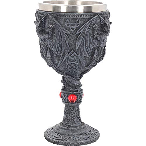 Nemesis Now Dragon's Blood Copa de 19 cm, resina con inserto de acero inoxidable, negro, talla única