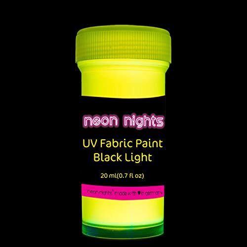 neon nights 8 x Pintura para Tejidos UV Luz Negra Pintura Textiles Lavable Tinte Ropa Camiseta Colores Neón Colorido