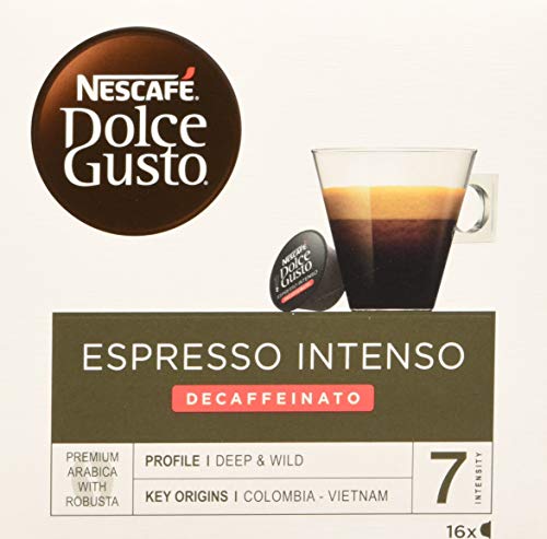 Nescafé Espresso Intenso Descafeinado, 6 packs de 16 cápsulas, Pack de 1