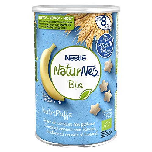 Nestlé Naturnes Bio Nutri Puffs Snack De Cereales Con Plátano, A Partir De 8 Meses  - Pack de 5 envases x 35g