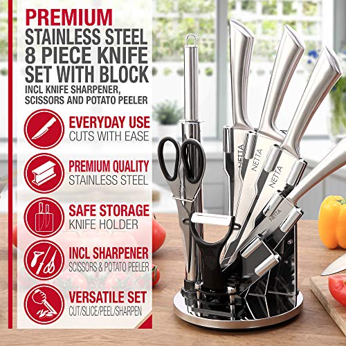 NETTA - Set de Cuchillos Profesionales de Acero Inoxidable Premium de 8 Piezas - Kitchen Knives