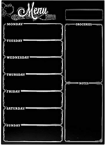 Newcomdigi Pizarra Magnética para Nevera Pizarra de Planificación con Calendario Semanal para Frigorífico Organizador Magnética para Notas y Planificación Semanal 30 x 40 cm Color Negro