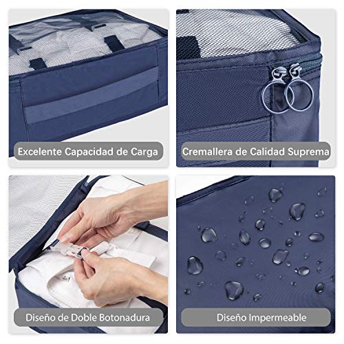 Newdora 8 en 1 Set de Organizador de Equipaje Viaje con Bolsa de Zapato,Impermeable Organizador de Maleta Bolsa para Ropa Sucia de Viaje, Portatrajes de Viaje, Material Nylon