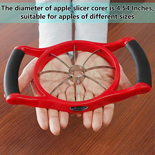 Newness Cortador de Manzanas, acero inoxidable pelador de manzanas con 8 afilaron la lámina serrada, la manija ergonómica del apretón y la base plástica