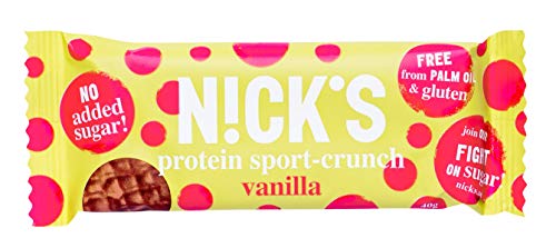 NICKS Sport Mix con variaciones de sabor Sport Crunch, Barras de proteína de chocolate, sin azúcar añadido, sin gluten 9 x 40 g