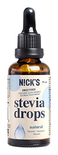 NICKS Stevia Drops, stevia líquida en gotas sin azúcar, cero calorías, edulcorante líquido aromatizado 50 ml (Natural)