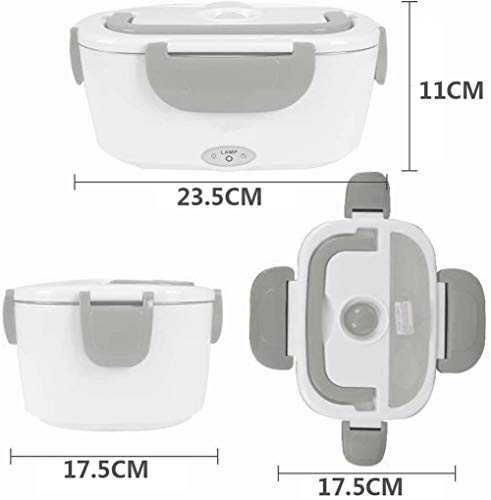 Nifogo Fiambrera Electrica,lonchera eléctrica,Fiambrera electrica portatil,1.5L Comida Fiambrera Termica,Recipiente de Comida térmico,para Automóvil 12V, Camión 24V, Familia 220V (Gris)