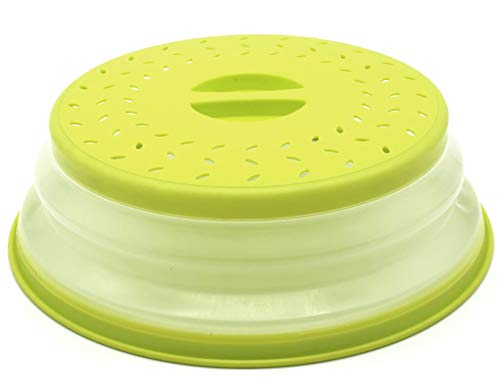 Nifogo Tapa para microondas Plegable Colador Plegable para Platos de microondas colador colador para Frutas Verduras, Bap Libre y no Tóxico (Verde)