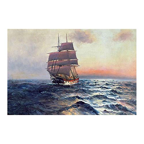 NIMCG Lienzo Arte de la Pared Pintura Velero en el mar Imágenes Sala de Estar Impresiones Velero Ola Paisaje Marino Decoración para el hogar (Sin Marco) 30x45CM