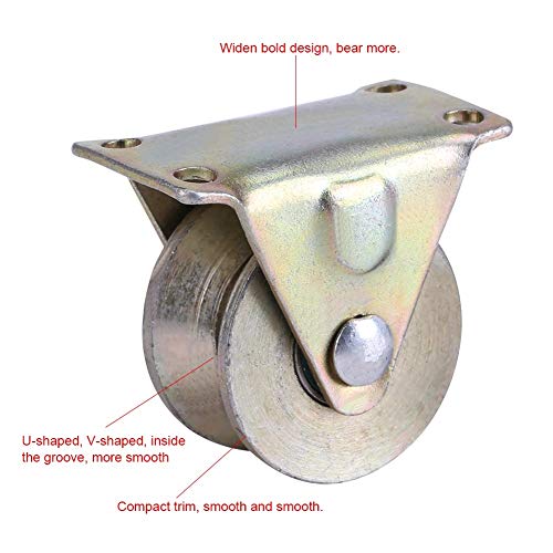 NIMOA Puerta Corredera de Ruedas - 2" Huella de la Rueda Tipo V Rail W/Soporte Deslizante Rodillo de Acero Puerta, 2pcs