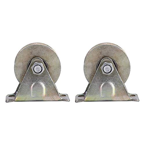 NIMOA Puerta Corredera de Ruedas - 2" Huella de la Rueda Tipo V Rail W/Soporte Deslizante Rodillo de Acero Puerta, 2pcs