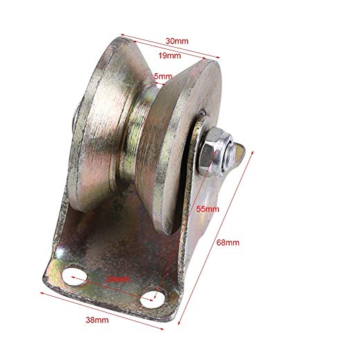 NIMOA Puerta Corredera de Ruedas - 2" Huella de la Rueda Tipo V Rail W/Soporte Deslizante Rodillo de Acero Puerta, 2pcs