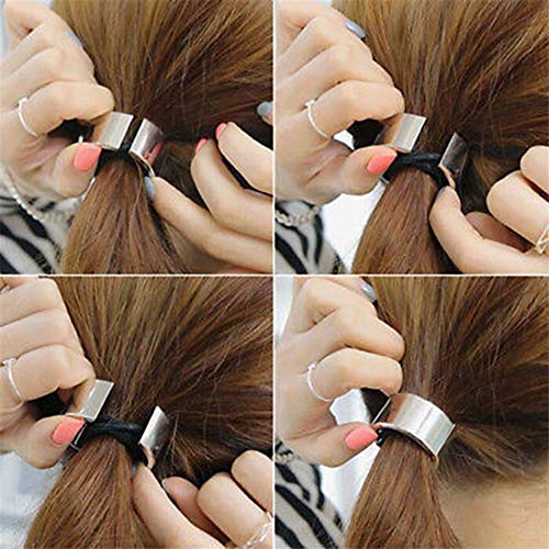 Niñas elástico metal cola de caballo anillo para el cabello cuerno banda de goma tocado cuerda para el cabello accesorios de metal para el cabello, 4 colores diferentes