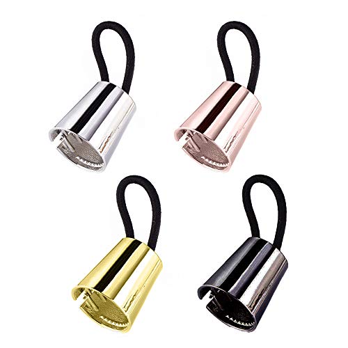 Niñas elástico metal cola de caballo anillo para el cabello cuerno banda de goma tocado cuerda para el cabello accesorios de metal para el cabello, 4 colores diferentes