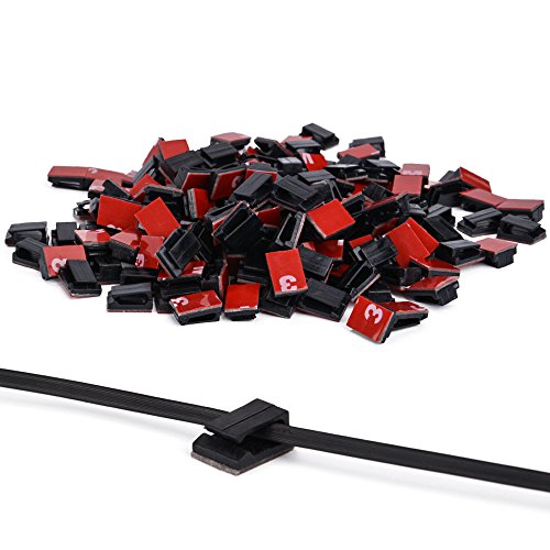 Ninonly Clips de Cable 3M Adhesivo 200 pcs Grapas para Cable Organizador de Cable Alambre Organizadores para Pared Coche Abrazadera de Clips en Hogar, Oficina y Coche