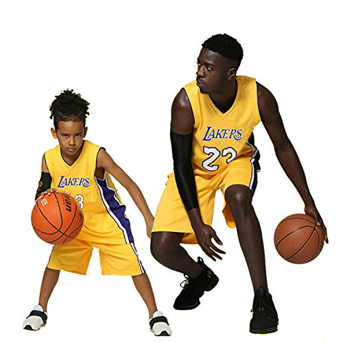 Niños Chico Chicas Hombres Adulto NBA Lebron James #23 LBJ LA Lakers Retro Pantalones cortos y camisetas de baloncesto Basketball Jersey Uniformes Top&Shorts 1 Set (Amarillo (Yellow), 2XL (Niños))