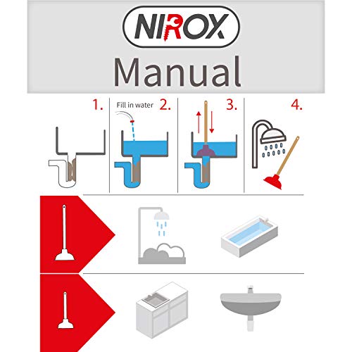 Nirox Desatascador Ventosa - 2x Desatascador émbolo de inodoro - Desatascador tuberias manual de alta succión - sencilla herramienta - Desatascador de desagüe con potente émbolo de caucho