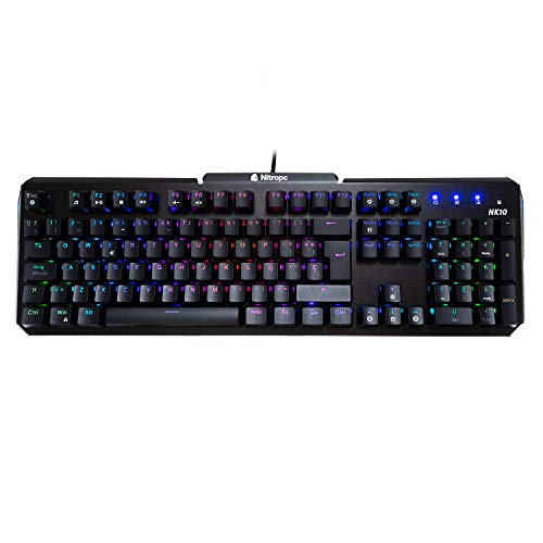 Nitropc NK10 Teclado Gaming Mecánico, Teclas Retroiluminadas, Optomecánico, Personalizable, Resistente a salpicaduras de agua y polvo, Disposición QWERTY Español, Aluminio