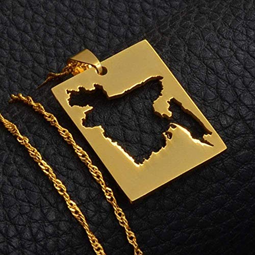 niuziyanfa Co.,ltd Colgante de Mapa bengalí y Collar Fino Joyas de Color Dorado Mapas de Bangladesh de bengalí