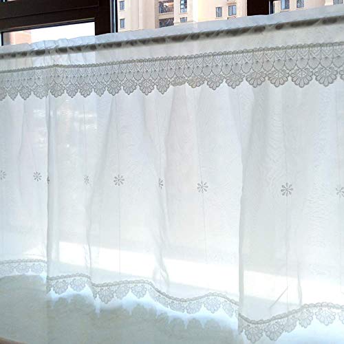 NMBC Cortina de Ventana translúcida, Cortina Cruzada de Velo, Cortina de bistró, Cortina de Cocina Bordada, para Ventanas pequeñas, baños, cocinas, Salas de estar-240×130cm/94×51in