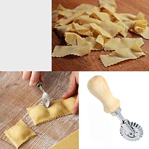 NO BRAND Tuneway Ravioli Maker Cutter Stamp Set-Leading Cortador de Masa y Sellos de Prensa con Manejar de Madera-para Ravioles, Pasta, Lasa？A de AlbóNdigas