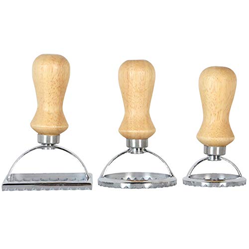 NO BRAND Tuneway Ravioli Maker Cutter Stamp Set-Leading Cortador de Masa y Sellos de Prensa con Manejar de Madera-para Ravioles, Pasta, Lasa？A de AlbóNdigas