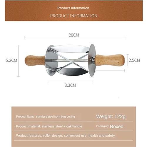 NOBGP 2 Piezas de Rodillo de Cortador de Croissant Inoxidable, la Masa Mango de Madera para Hornear rebanadas de Rodillo de Cuchillo de Cocina, para Hacer Masa de Pan de Croissant