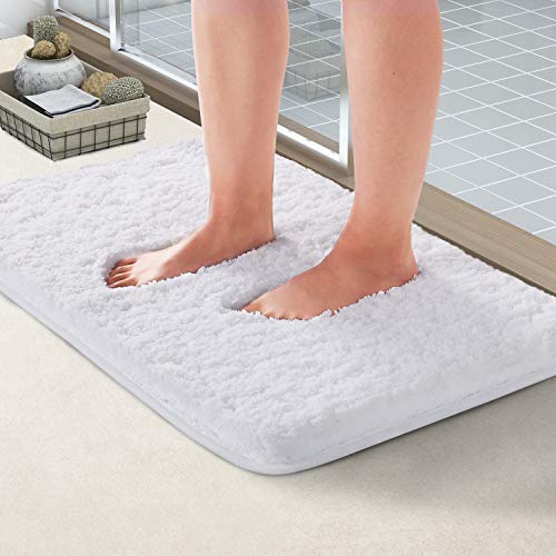 Norcho Microfibra Suave Alfombra de Caucho Antideslizante Lujosa Alfombra de Baño (Blanco, Blanco 50x80x4cm)