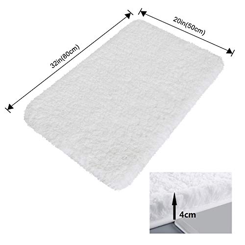 Norcho Microfibra Suave Alfombra de Caucho Antideslizante Lujosa Alfombra de Baño (Blanco, Blanco 50x80x4cm)