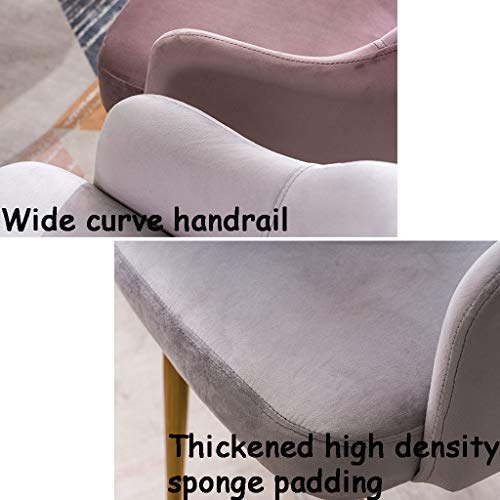 Nordic Dining Chair Iron Art Silla para Sala de Estar Sillón de Terciopelo Silla de Vestir tapizada más Gruesa Cafetera Taburete Carga máxima 150 KG (Color: Rosa)