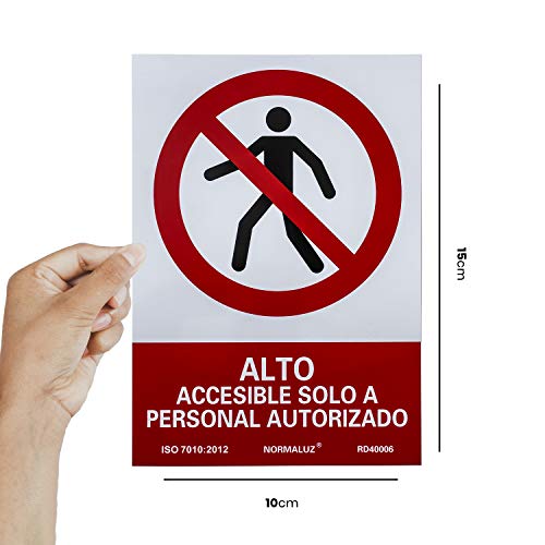 Normaluz RD40006 SEÑAL PVC PROHIBIDO PASO PERSONAL NO AUTORIZ 21X30, Rojo, 21x30 cm