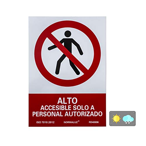 Normaluz RD40006 SEÑAL PVC PROHIBIDO PASO PERSONAL NO AUTORIZ 21X30, Rojo, 21x30 cm