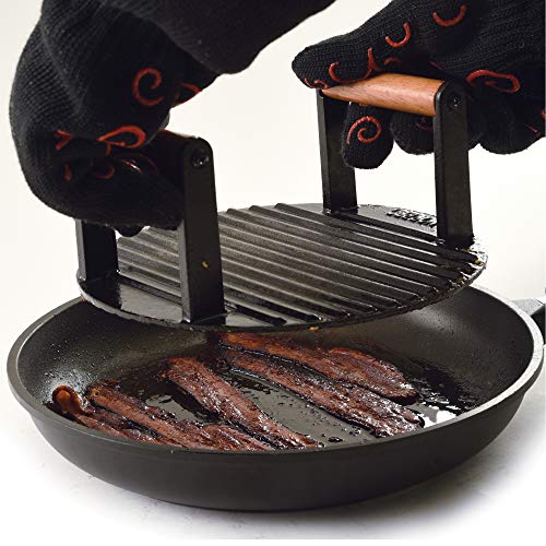 Norpro Pre-Seasoned Cast Iron 8.75 Inch Grill Top/Bacon Press