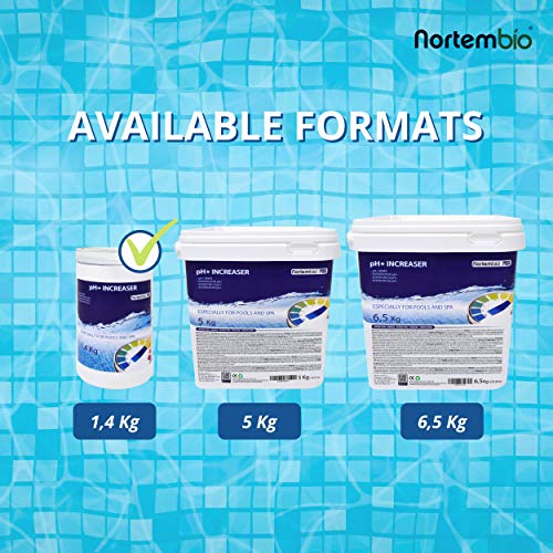 Nortembio Pool pH+ Plus 1,4 Kg, Elevador Natural pH+ para Piscina y SPA. Mejora la Calidad del Agua, Regulador pH, Beneficioso para la Salud.