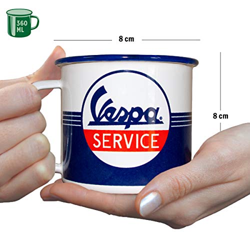 Nostalgic-Art 43214 - Taza esmaltada retro Vespa – Servicio – Idea de regalo para aficionados a los scooters, taza de camping, 360 ml, diseño vintage