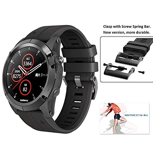 Notocity Garmin Fenix 3 Correa, Silicona Reemplazo Correa para Garmin Fenix 5X/Fenix 5X Plus/Fenix 6X/Fenix 6X Pro/Fenix 3/Fenix 3 HR, Easy-Fit, no Adapta a Fenix 5