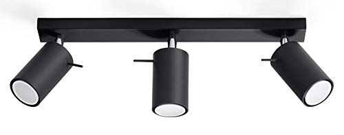 NOVEDAD! Plafón Negro de sala de estar y pasillo - acero - SOLLUX RING 3 SL.0093 lámpara de techo Loft redonda, estilo moderno, de 3 luces LED Gu-10 *** LÁMPARAS - Los precios más bajos en Amazon!