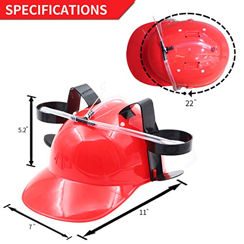 Novelty Place] Tragón Casco para Beber - Soporte para Lata Bebedor Gorra Casco con Pajita para Cerveza y Refresco - Fiesta Diversión - Rojo