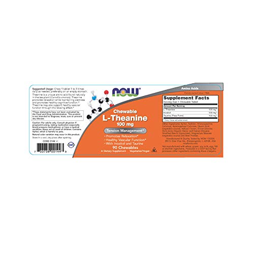 Now Foods L-teanina con inositol y taurina 100 mg 90 Unidades 80 g