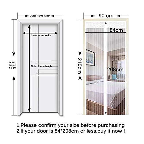 NQFL Mosquitera Puerta Pantalla Cortina de Malla de Cierre automático con imanes potentes. La Puerta de Aislamiento sin Espacios Permite Que el Aire Fresco ingrese al Dormitorio L-120 * 210cm