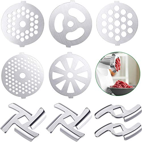 Nrpfell 9 Piezas de Cuchillas para Picar Carne MáQuina de Picar Carne Discos de Placa Accesorios para Molinillos de Comida Acero Inoxidable para Batidora Pie Tama？O 5 y Picadora Carne