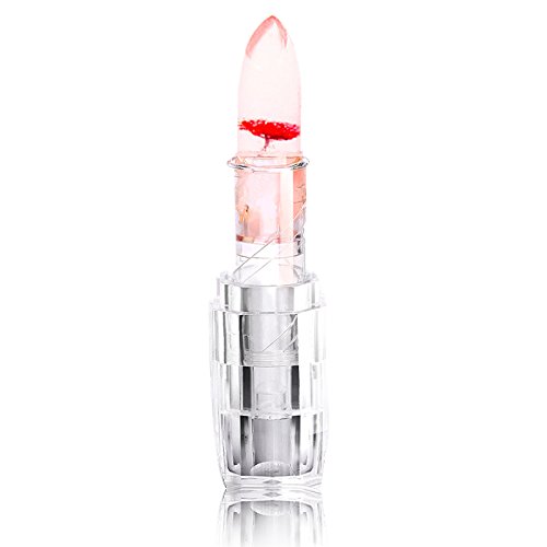 Nrpfell Lapiz labial de gelatina de cristal de flor Balsamo labial de cambio de temperatura Lapiz labial impermeable-Rojo